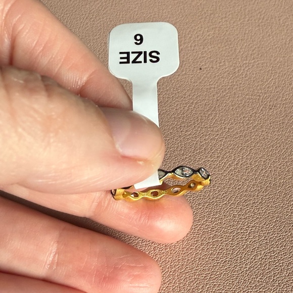 Gold and Rhodium Marquis Women's Stackable Ring - Picture 2 of 2